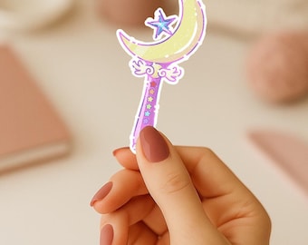 Magical Girl Wand Sticker: Crescent Moon Vinyl Decal