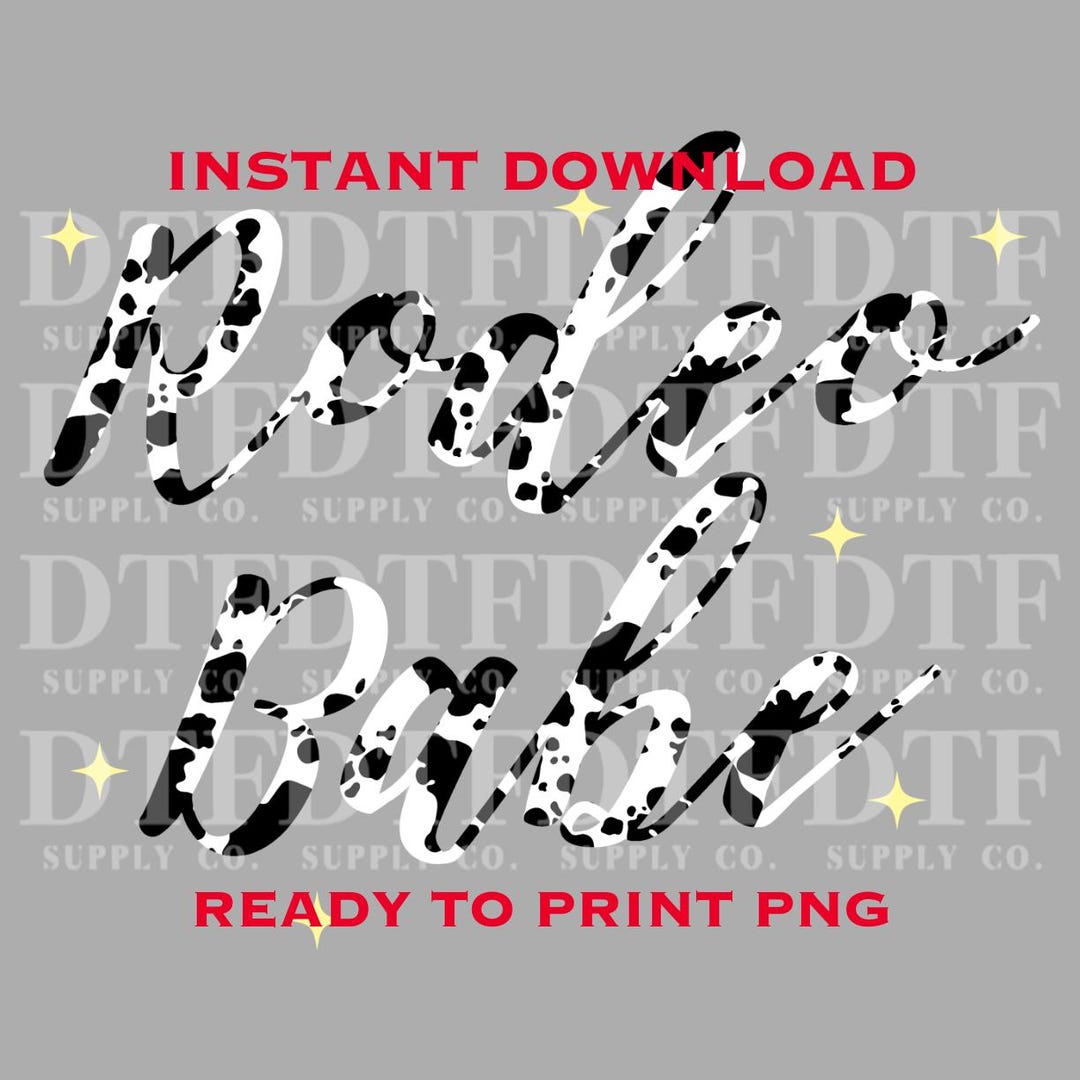 Rodeo Babe Cursive Cow Print Png **DIGITAL DOWNLOAD** - Etsy