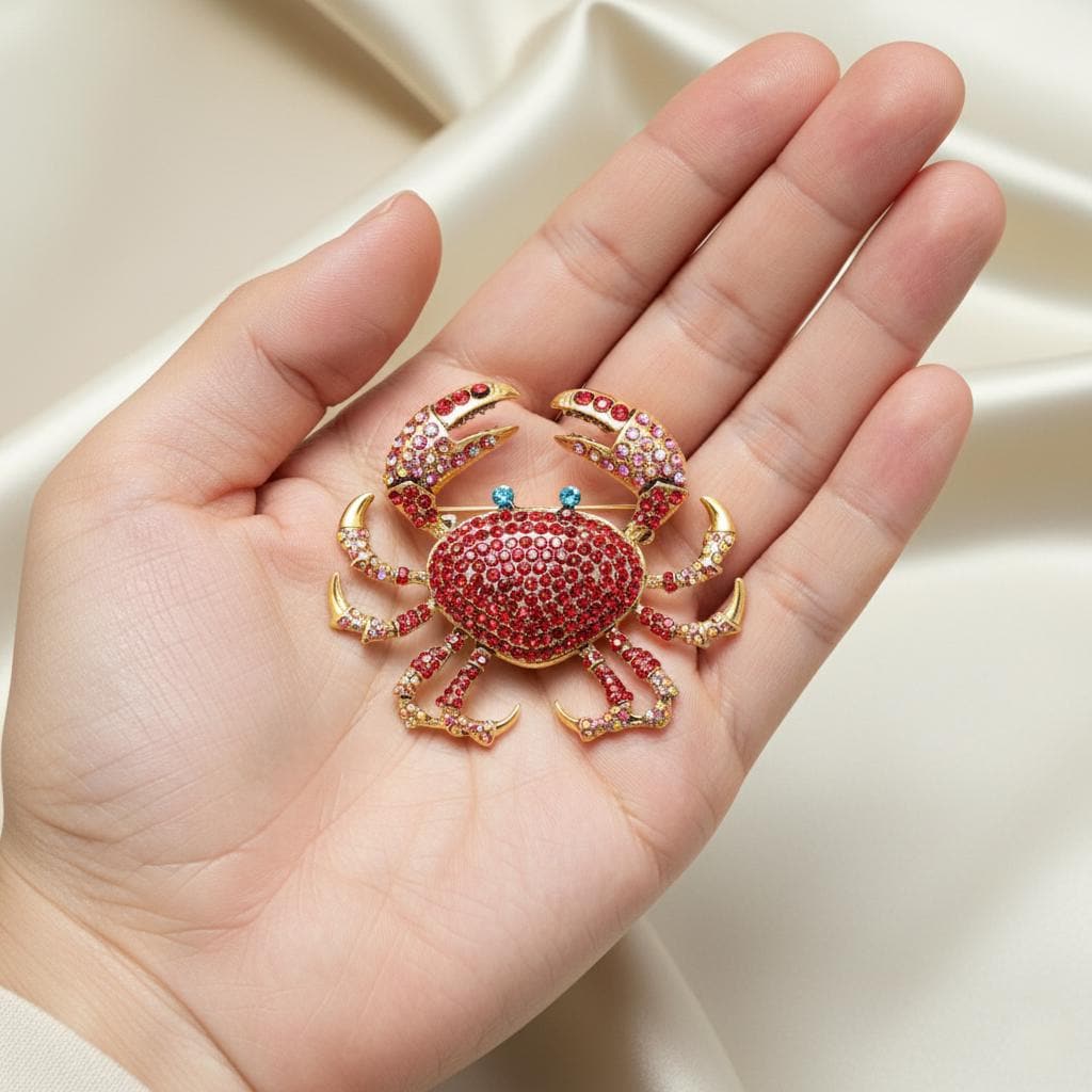 GRANDE BROCHE BATEAU voilier couleur or incrusté de cristaux bijou vintage 3327