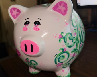 Magenta Garden Piggy