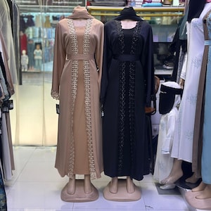 Luxury Handmade Lace Abaya | Elegant Soft Fabric Abaya with Belt | Modest Wear for Women