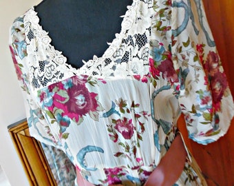 Vintage Long Sheer Floral Dress size small