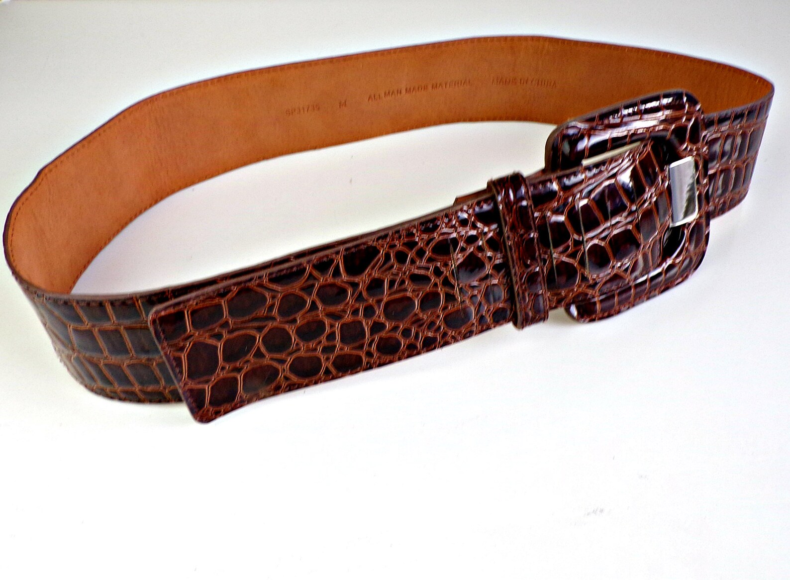 Dark Brown Faux Leather Alligator belt women's size | Etsy