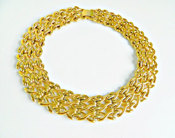 Vintage Napier Gold Panther Link Choker Necklace,