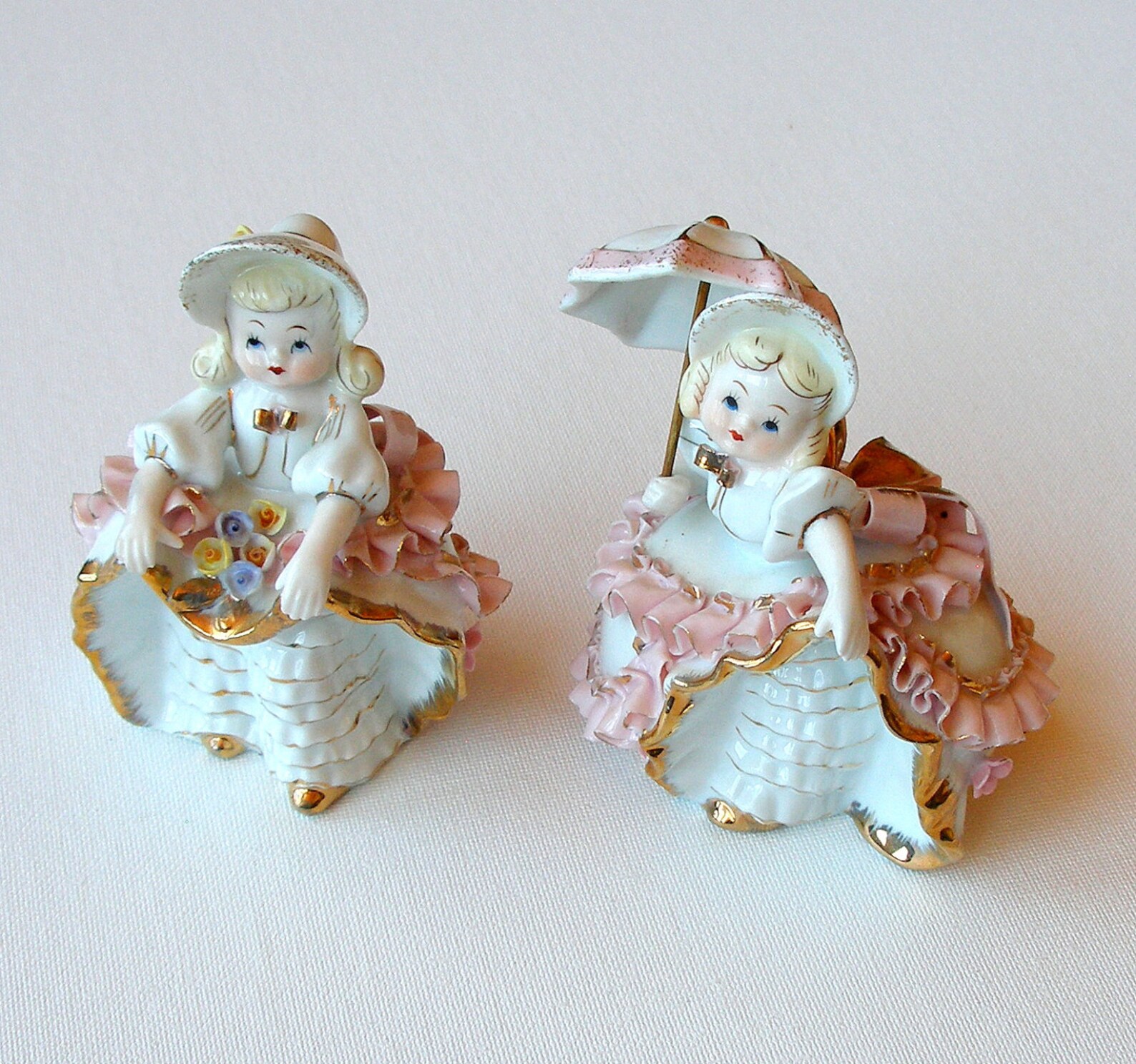 Vintage Lefton Figurines Bloomer Girls Signed Numbered KW Etsy