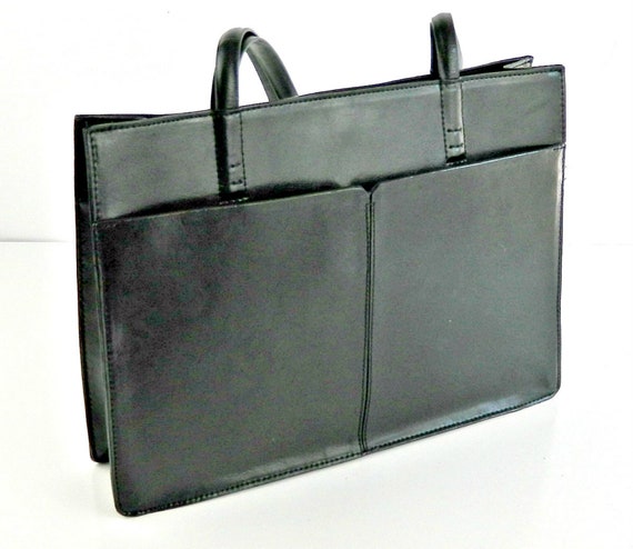 Vintage Black Leather Handbag by Alfani, Designer