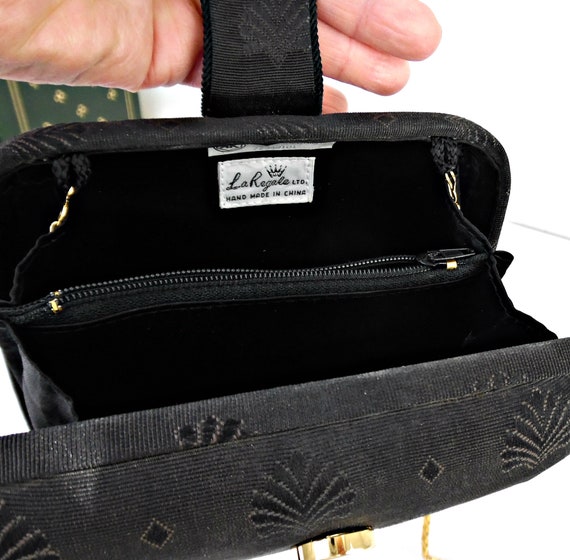 Designer Hard Sided Handbag, Black Gros Grain Cro… - image 4