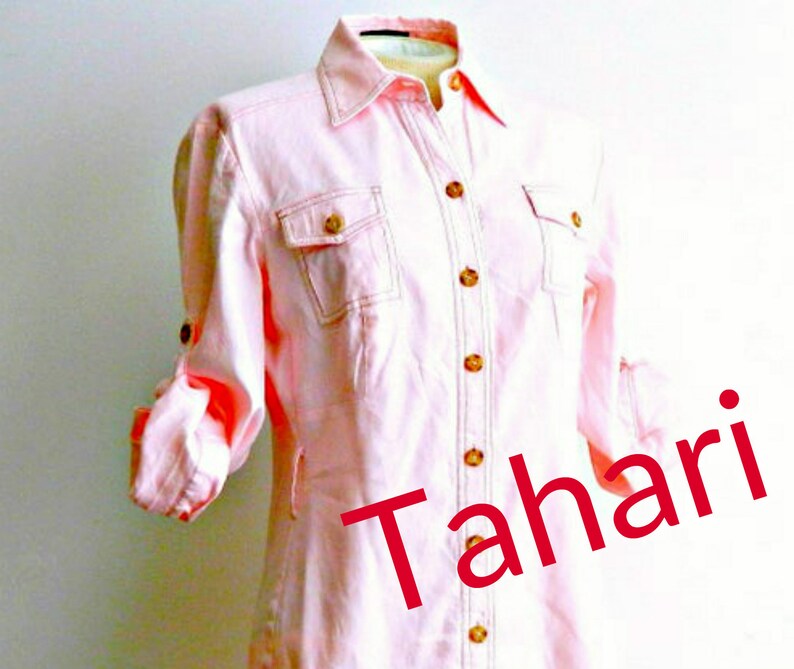pink linen shirt dress