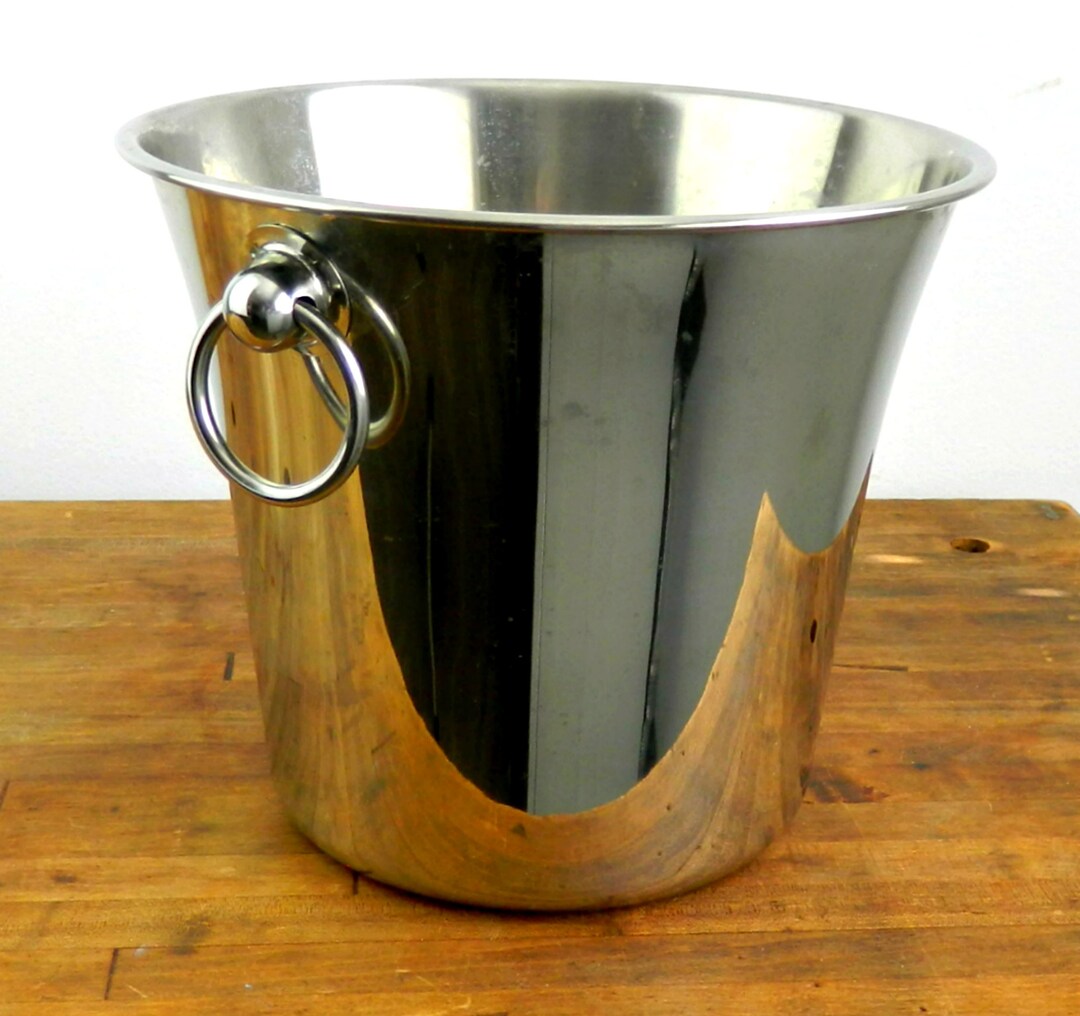 Large IKEA Stainless Steel Ice Bucket With Ring Handles Etsy