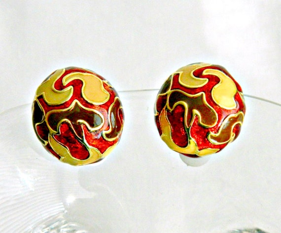 Fabulous Joan Rivers Enamel Earrings, Abstract Jew