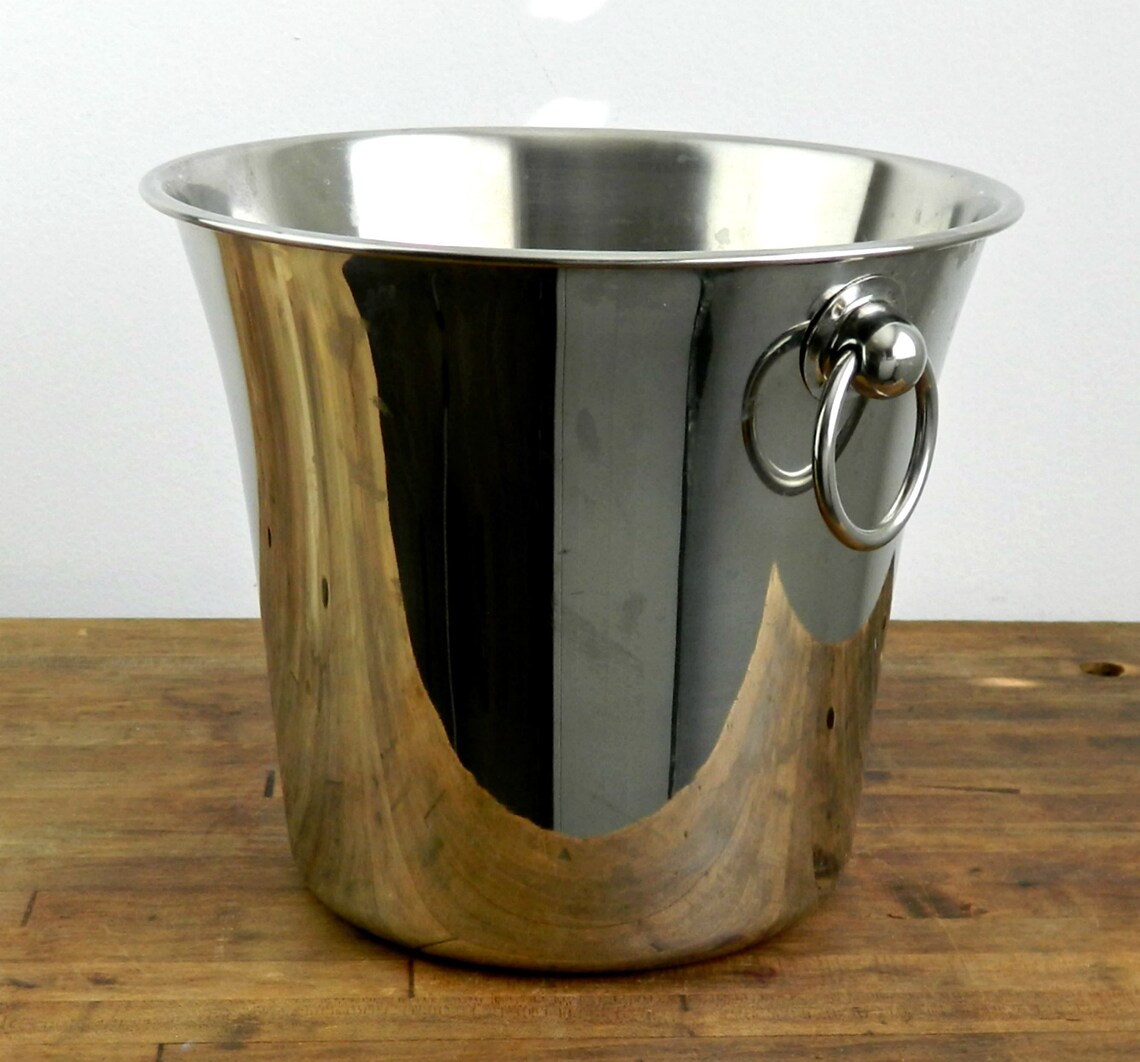 Vintage Stainless Steel Ice Bucket with Ring Handles by IKEA Etsy