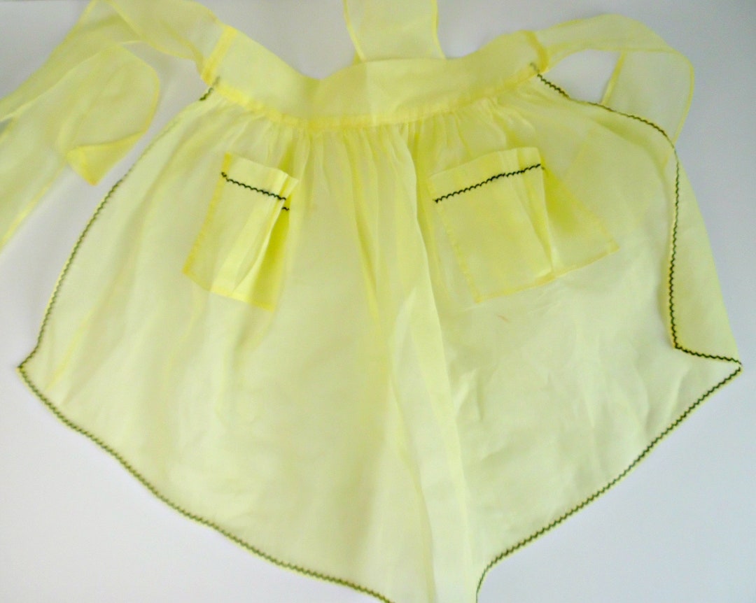 Pretty Sheer Yellow Cotton Organza Apron, Vintage 1950s Handmade ...