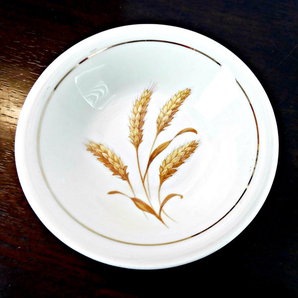 KNOWELS CHINA USA Pottery Fruit Bowl Golden Wheat Pattern 1960's Vintage