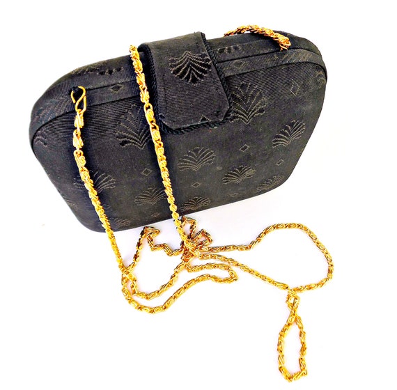Designer Hard Sided Handbag, Black Gros Grain Cro… - image 3