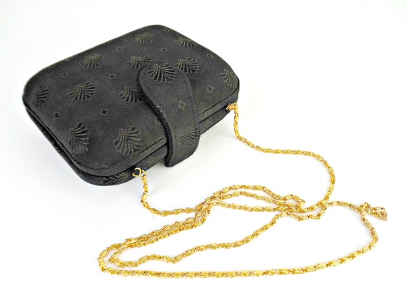 Designer Hard Sided Handbag, Black Gros Grain Cro… - image 2