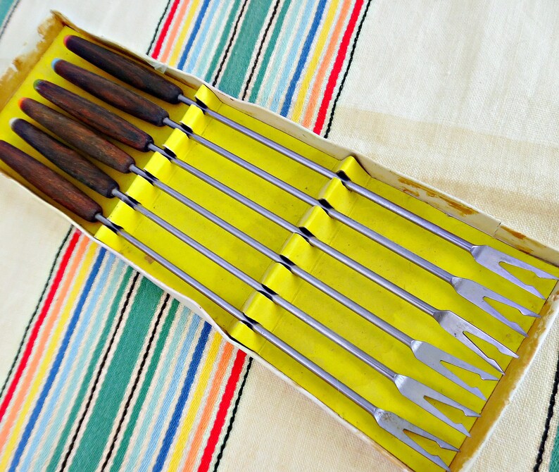 Vintage Fondue Forks Complete Set of 6 1960's Era Etsy