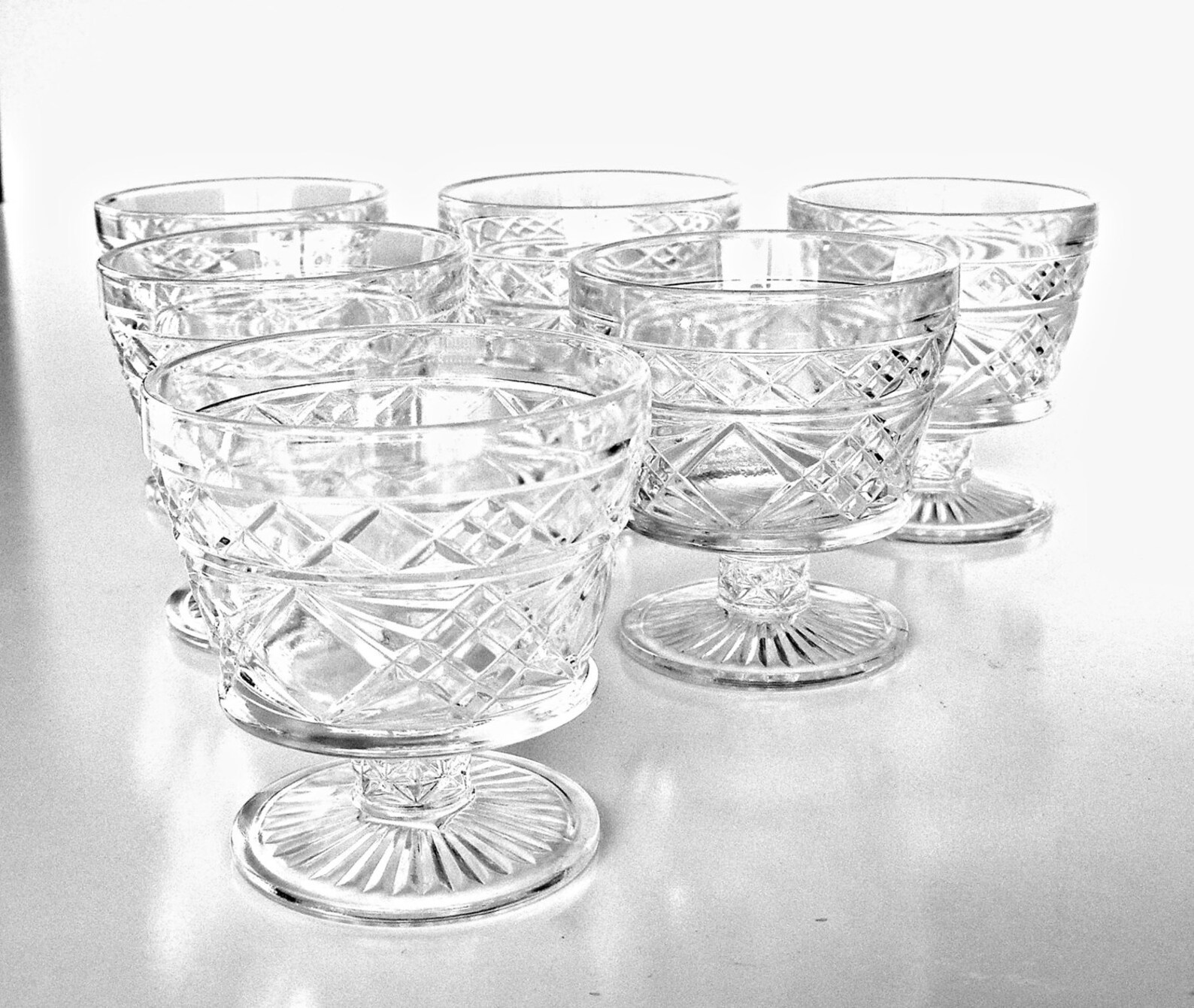 Vintage Cut Glass Dessert Dishes Retro Ice Cream Dishes Set Of Etsy