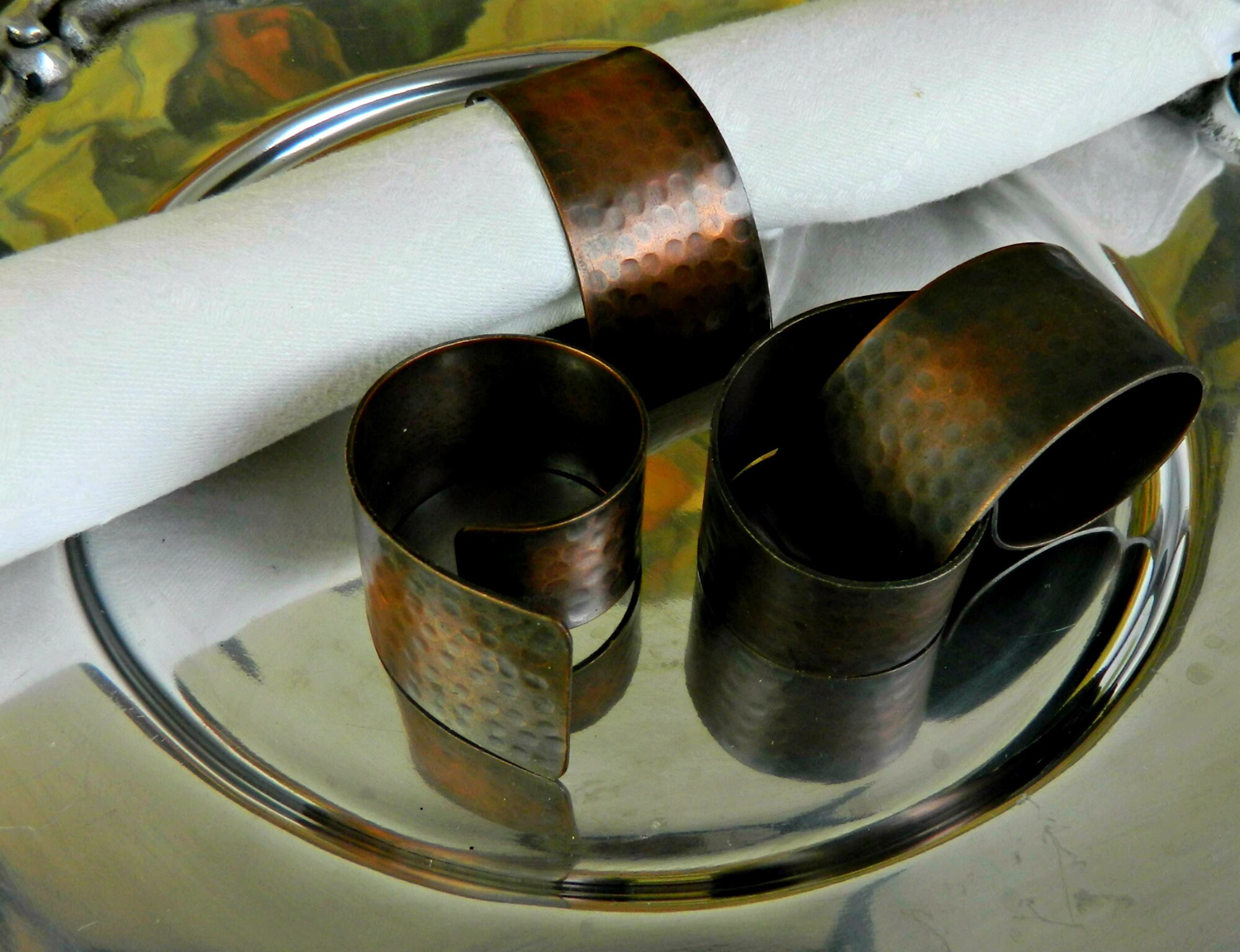 Hammered copper napkin holder outlet