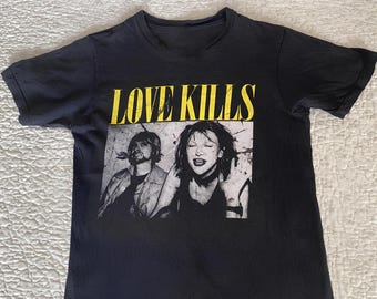 Love Kills courtney love Reprint Fans T-shirt Black Gildan Classic
