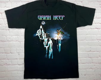Uriah Heep Band Demons And Wizards Reprint Fans T-shirt Black Gildan Classic
