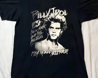 BILLY IDOL Rebel Yell Tour Punk Rock Reprint Fans T-shirt Black Gildan Classic