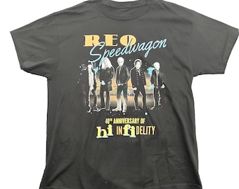 REO Speedwagon 40th Anniversary Reprint Fans T-shirt Black Gildan Classic