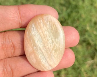 Peach Scolecite Cabochon Gemstone: Oval Jewelry Stone (46 Cts, 39X28X5)