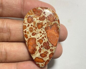 100% Natural Asteroid Jasper Cabochon: Natural Gemstone, Handmade (46x28x5 mm, 53.00 Cts.)