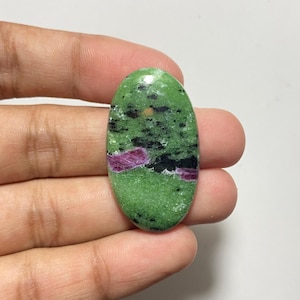 Natural Ruby Zoisite Cabochon, Loose Gemstone for gifts and jewellery making (38x21x6 MM), (54.00 Cts)