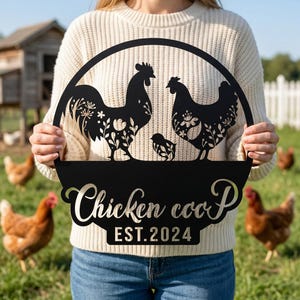 Letrero metálico personalizado para gallinero, decoración personalizada para puerta de granja, adorno rústico para pared, regalo único para amantes de los animales.