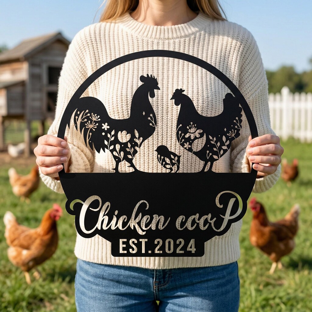 Targa In Metallo Vintage The Rooster Con Gallo, Stile Rurale, 20x30 Cm, Fori Preforati, Decorazione Da Parete Per Cucina, Bar, Casa Di Campagna, Colore Bianco