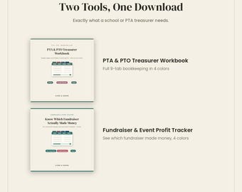 PTA Treasurer and Fundraiser Bundle | PTO Booster Bookkeeping and Event Profit Tracker | Excel Set