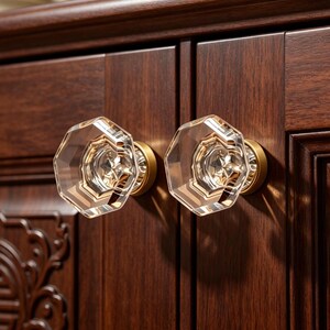 Crystal Glass Cabinet Knobs: Clear Champagne Dresser Drawer Pulls