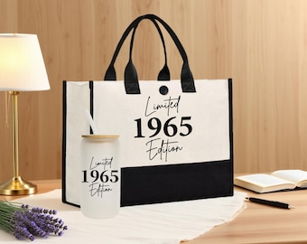 Limited Edition Birthday 1965 Cotton Canvas Tote Bag 60th Birthday Gift For Women 60th Birthday Celebration Party Gift