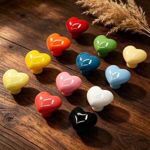 Colorful Heart Ceramic Knobs Dresser Drawer Handles Cabinet Pull Children's Room Door Knobs Handle Closet Pulls Modern Cupboard Hardware
