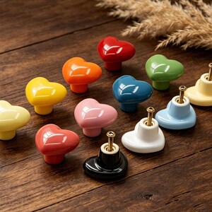 Colorful Heart Ceramic Knobs Dresser Drawer Handles Cabinet Pull Children's Room Door Knobs Handle Closet Pulls Modern Cupboard Hardware