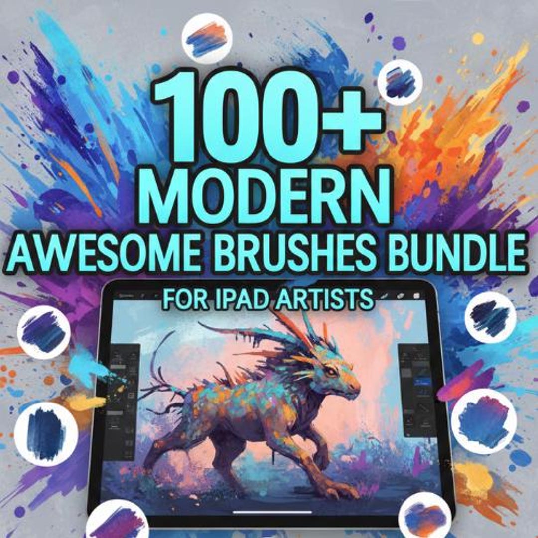100+ Procreate Modern Brushes Bundle for iPad Artists | Abstract ...