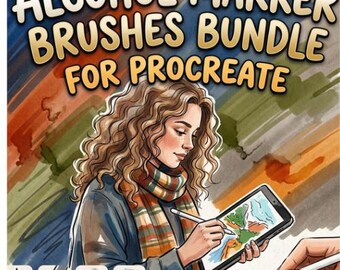 Pacote de Pincéis de Marcadores à Base de Álcool para Procreate | Marcadores de Estilo Realista, Ferramentas de Colorir e Ilustração para Artistas de iPad
