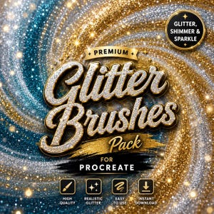 Pacchetto di pennelli glitterati per Procreate / Effetti scintillanti e luccicanti realistici (download digitale)