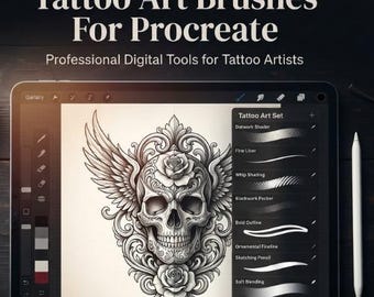 Procreate Tattoo Art Brushes Bundle | Blackwork, Sketch, Stencil Digital Artist Tools (Digital Download)
