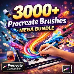 Megabundel 3000+ Procreate-borstels voor iPad | Digitale kunst, schets, verf, textuur, potlood, inkt