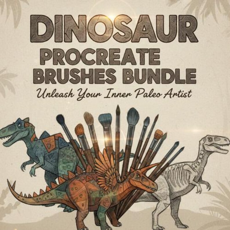 Dinosaur Procreate Brushes Bundle | Jurassic Creatures, Fossils ...