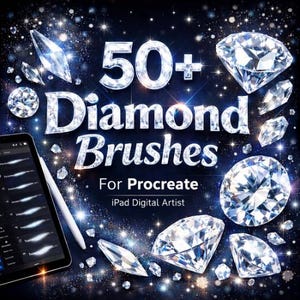 50+ Diamond Brushes for Procreate | Sparkling Gem, Crystal & Glitter Effects Bundle for iPad Artists