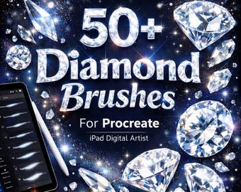 50+ Diamond Brushes for Procreate | Sparkling Gem, Crystal & Glitter Effects Bundle for iPad Artists
