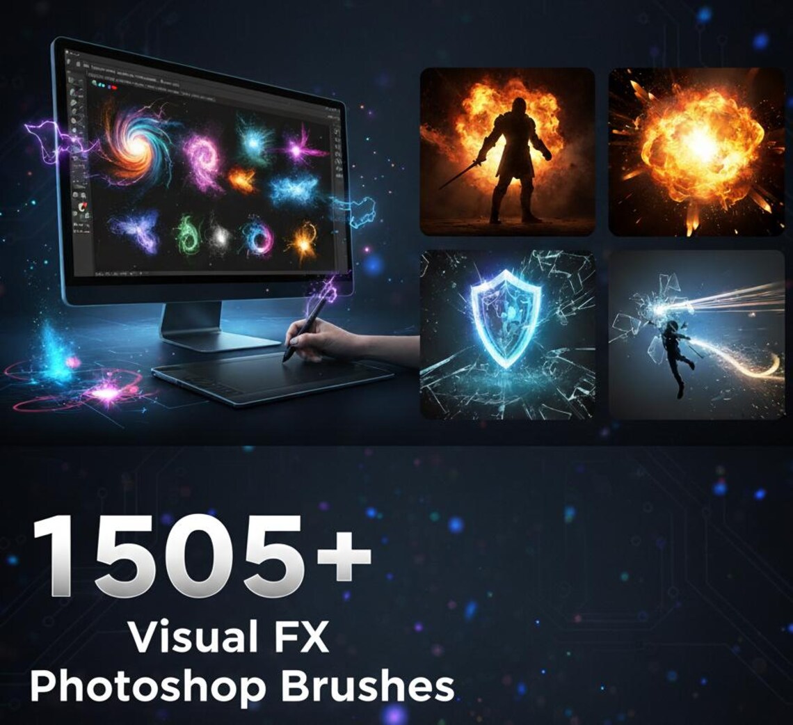 Visual Fx Card 1505+ Visual FX Photoshop Brushes | Fire, Smoke, Lightning, Magic for ...