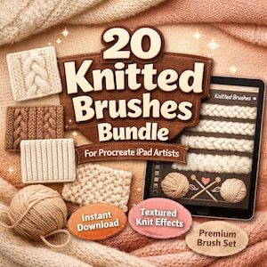 Paquete de pinceles de punto para Procreate / Arte realista con textura de lana para iPad (descarga instantánea)