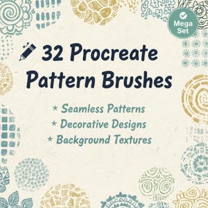 32 Procreate Pattern Brush Set | Seamless Textures, Decorative Designs for iPad Artists image 3