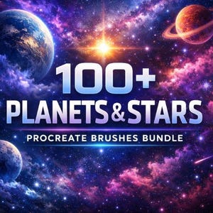 100+ Stars & Planets Procreate Brushes Bundle | Galaxy, Space, Nebula, Astronomy for Digital iPad Artist