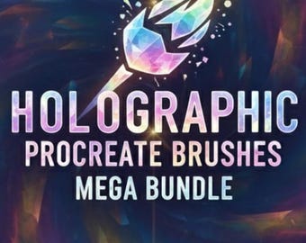 Procreate Holographic Brushes Bundle | Shiny Glossy Iridescent Texture Brushes for iPad Digital Art & Designers