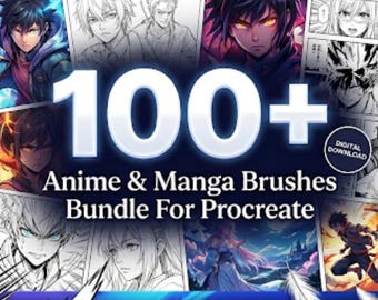 100+ Anime Manga Procreate Brushes | Line Art, Inking, Shading (Digital Download)